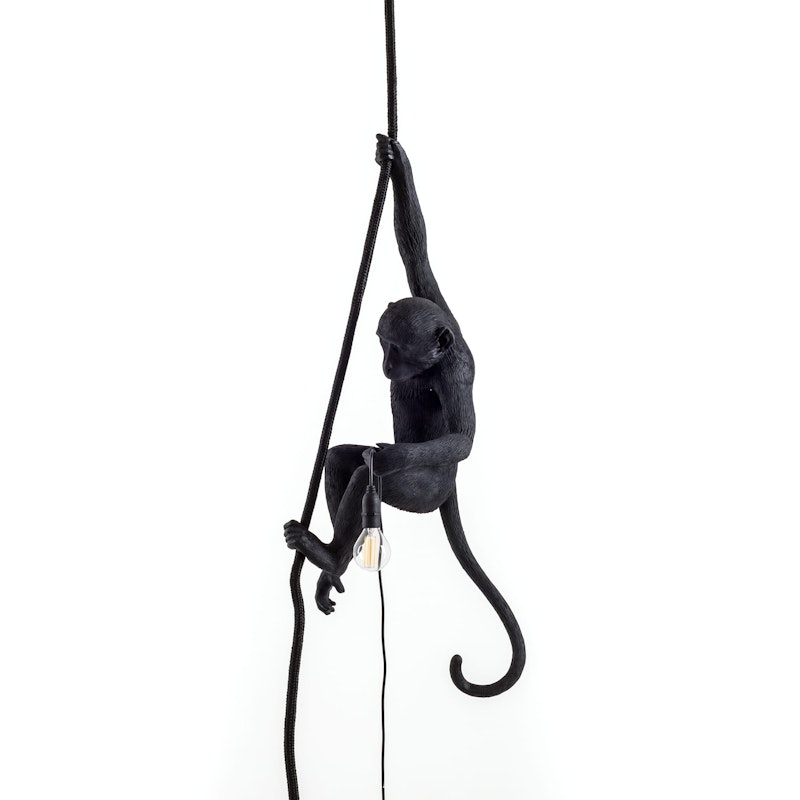 Monkey Lamp Outdoor Med Tau, Sort