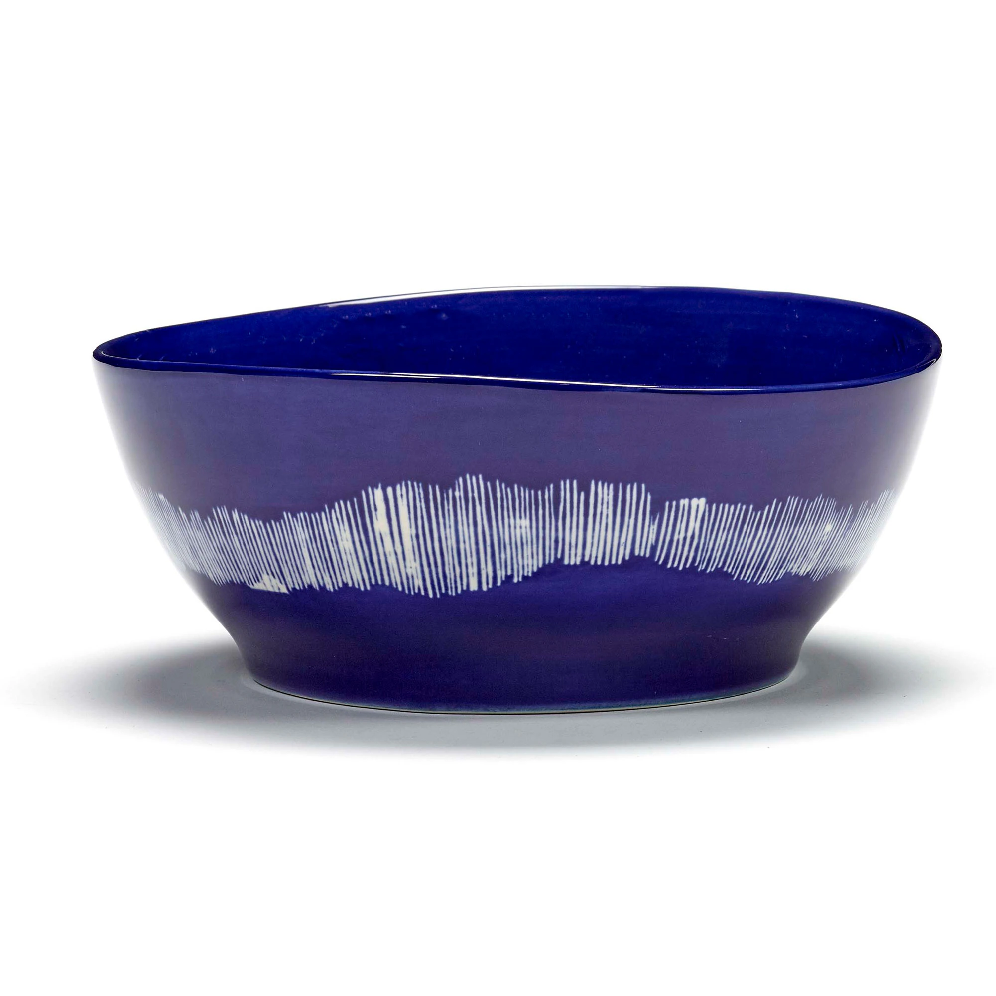 Serax Feast Bowl 18 Cm Dark Blue / White Striped -  Serveringssk&aring;ler Stengods Hvit - B8921010C