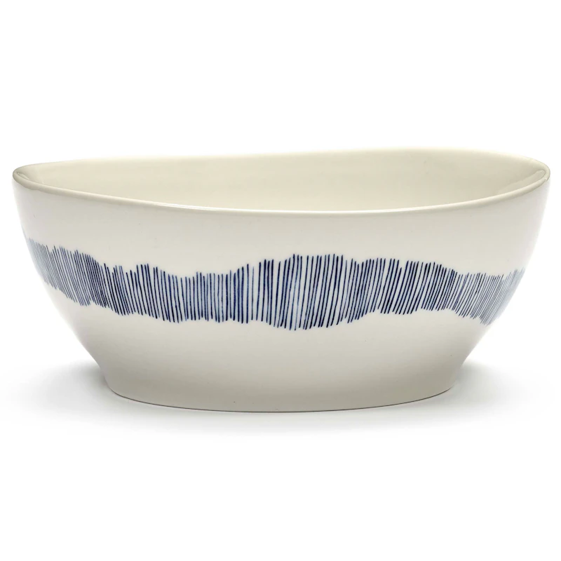 Feast Bowl 18 cm, White / Blue Striped