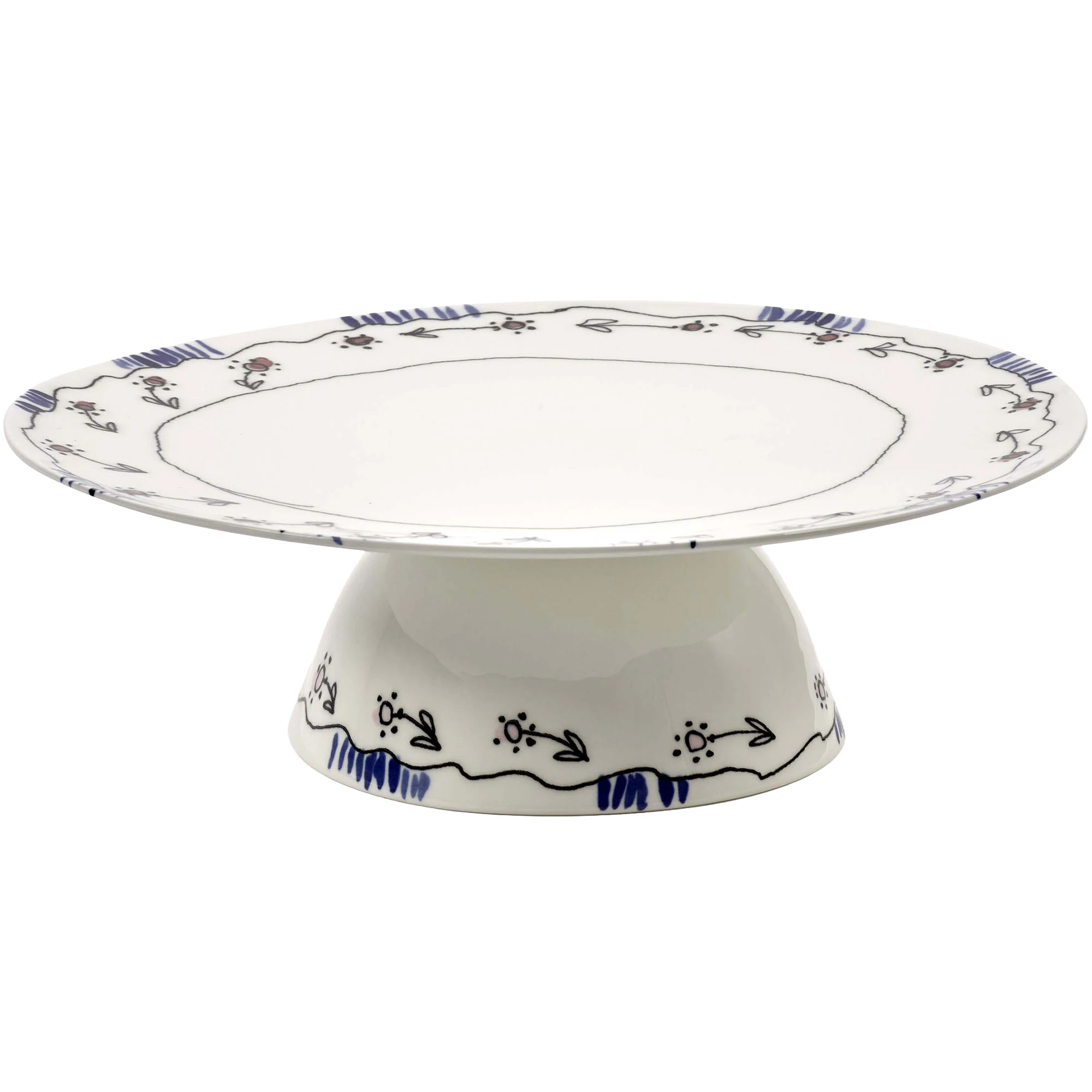 Serax Midnight Flowers Cake Stand Large 28 Cm  -  Kakefat & Kupler Benporselen Milk - B9225146-307