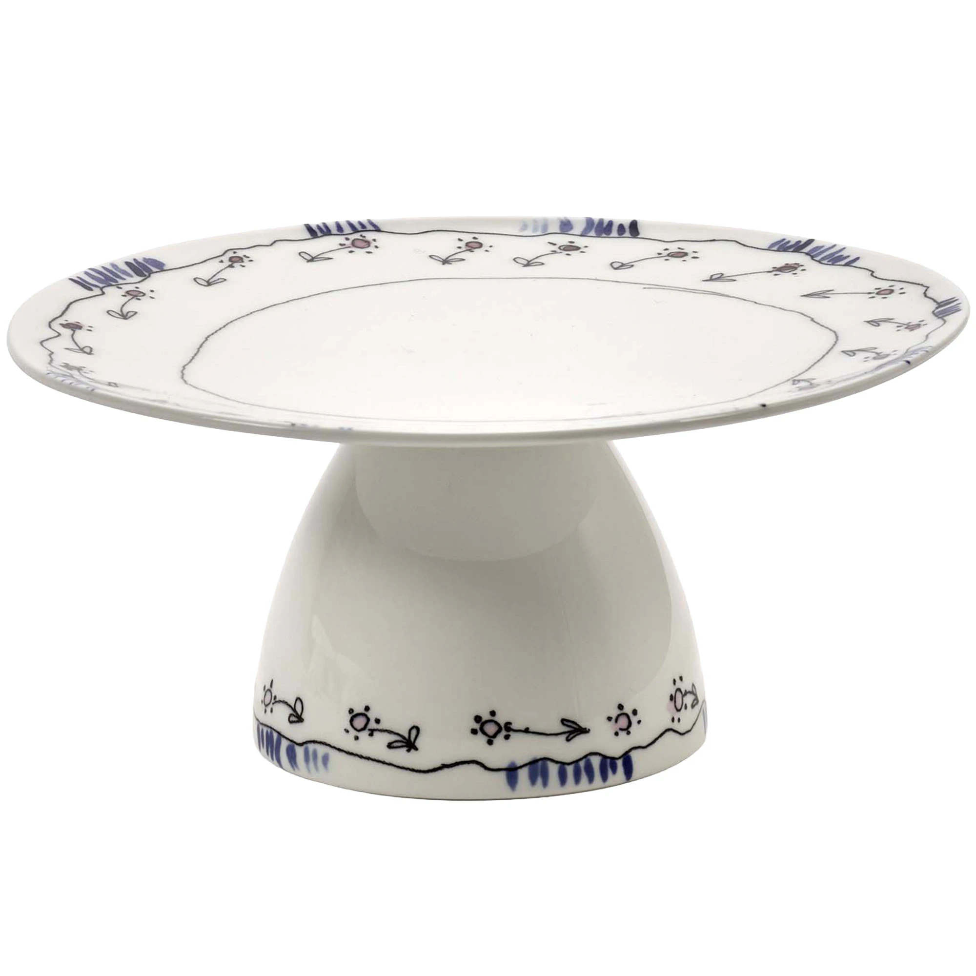 Serax Midnight Flowers Cake Stand Small 20 Cm  -  Kakefat & Kupler Benporselen Milk - B9225145-307