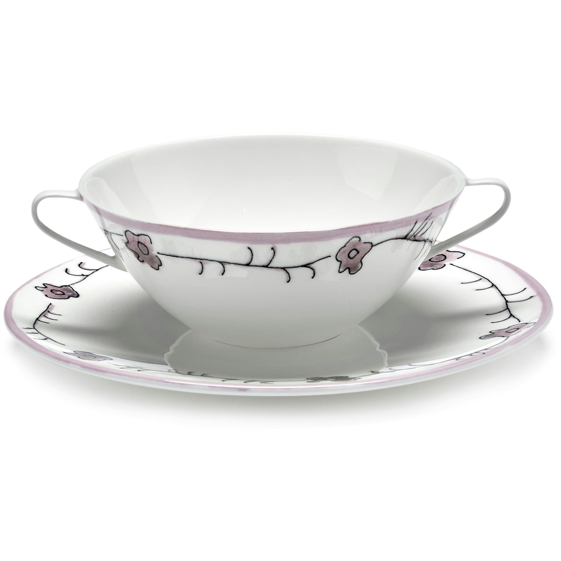 Serax Dark Viola Suppebolle Med Tallerken -  Suppeterriner Benporselen Rosa - B9223123-400