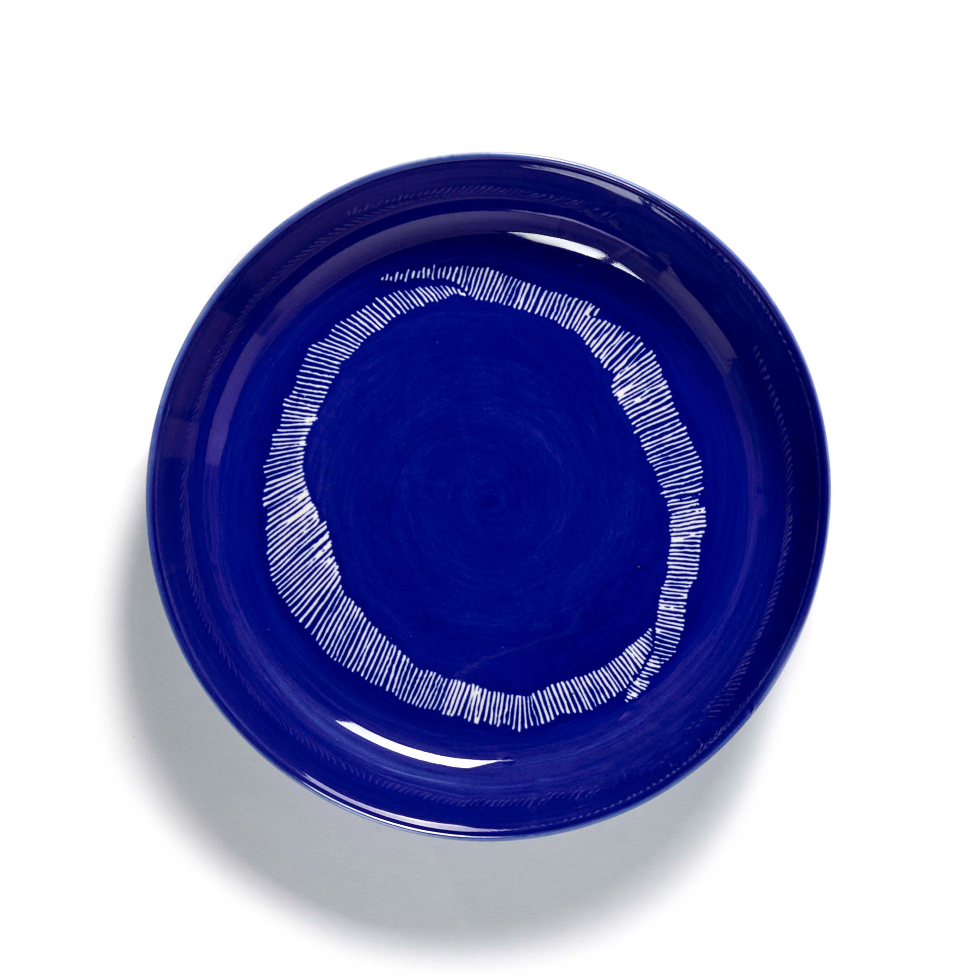 Serax Feast Deep Plate 22 Cm Dark Blue / White Striped -  Dype tallerkener Stengods Hvit - B8921008A
