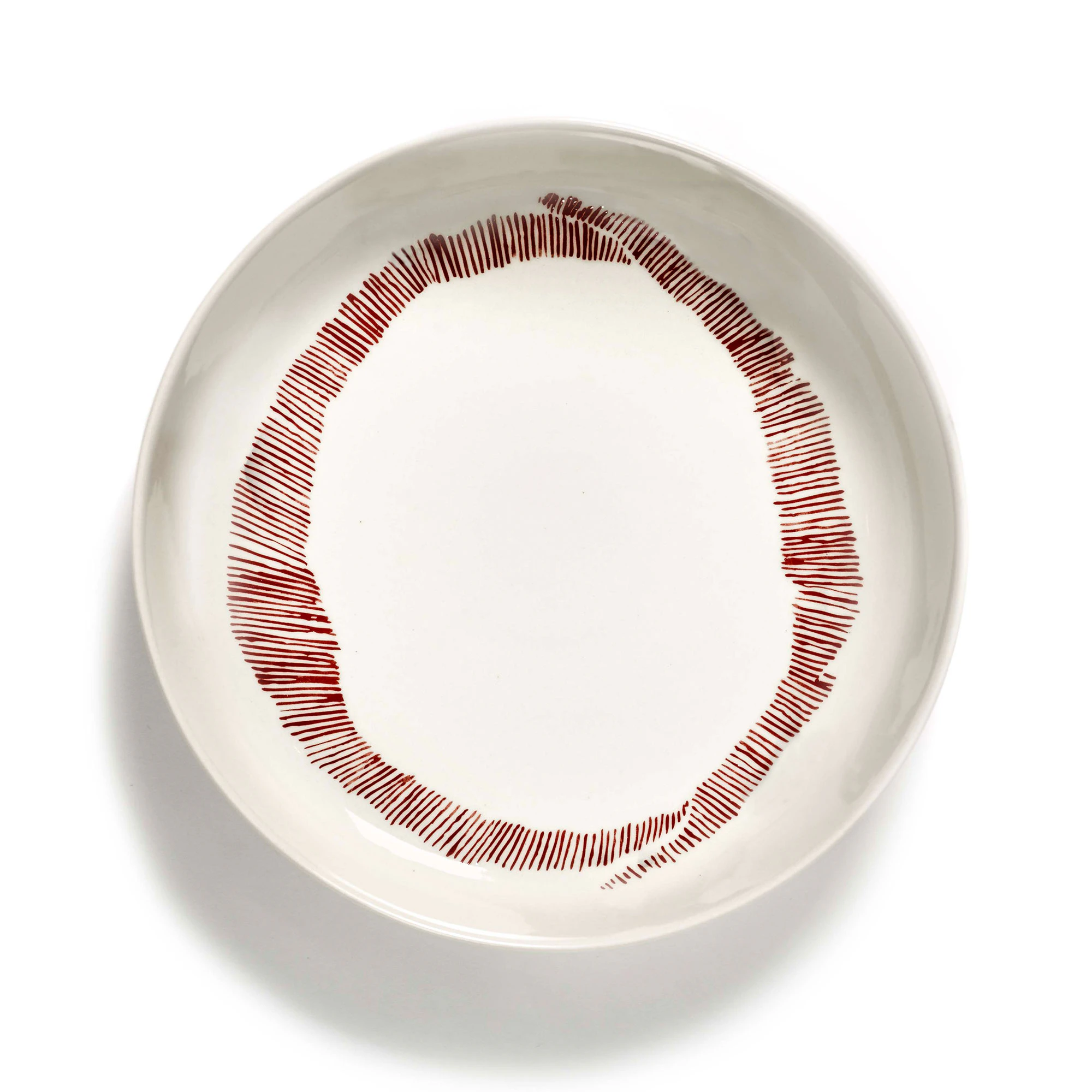 Serax Feast Deep Plate 22 Cm White / Red Striped -  Dype tallerkener Stengods Hvit - B8921008C
