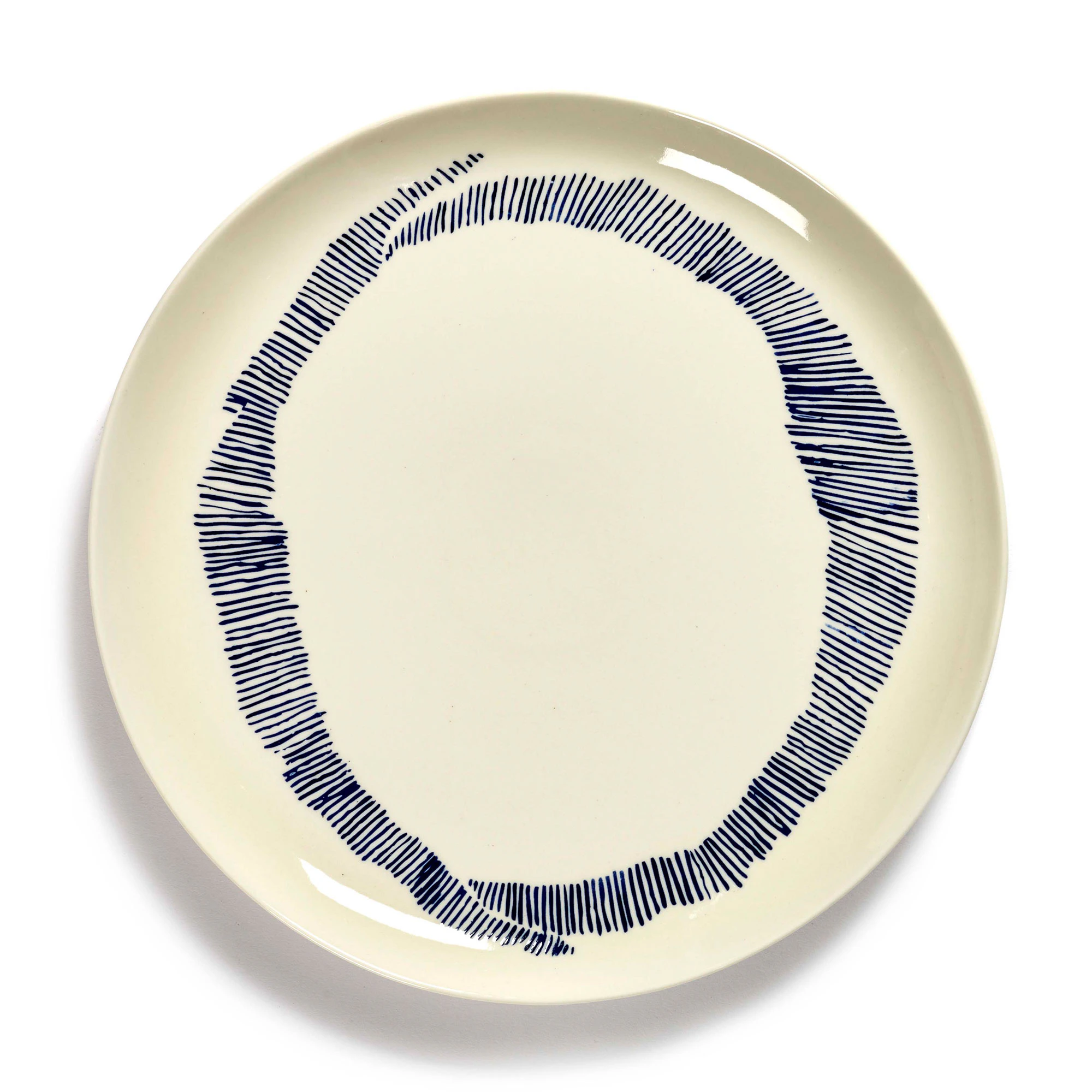 Serax Feast Plate 26,5 Cm White / Blue Striped - Tallerkener Stengods Hvit - B8921006B
