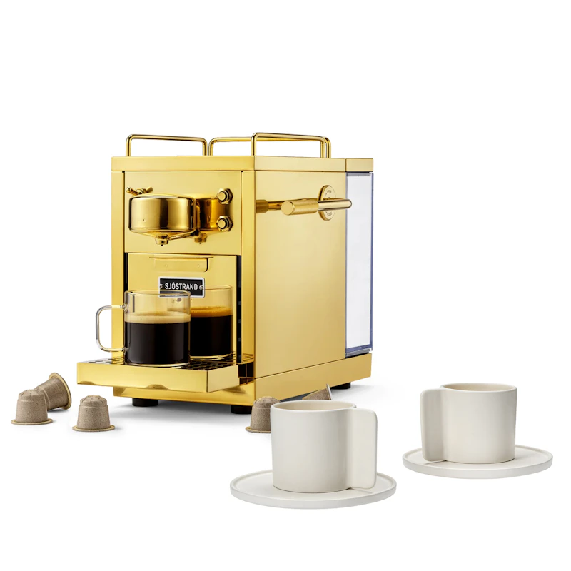 Original 2.0 Kapselmaskin & Lungo Kaffekopp 2-pk, Messing