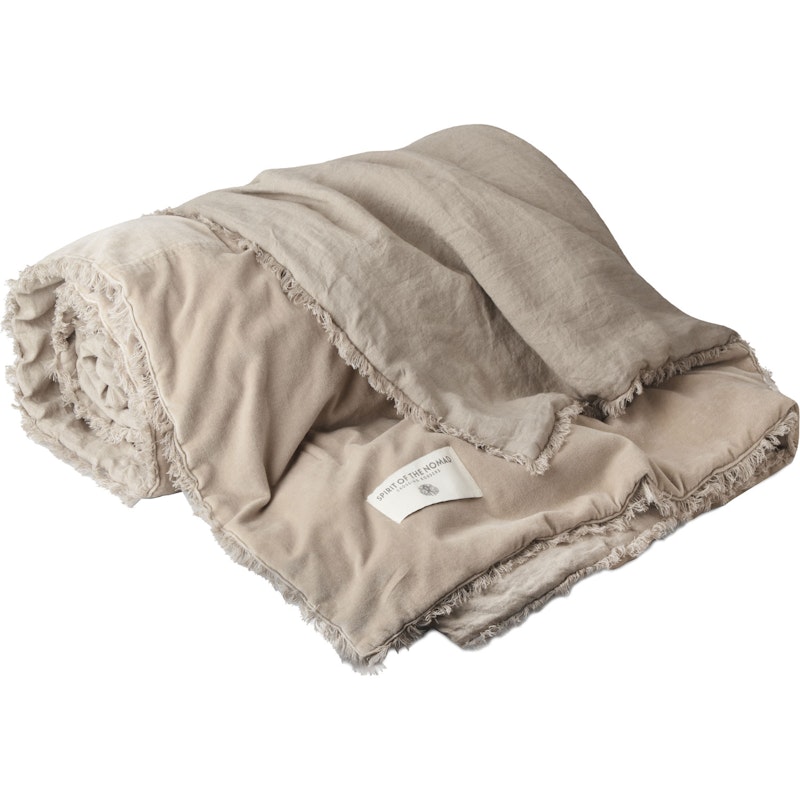 Sengeteppe Fløyel / Lin 180x260 cm, Desert Beige