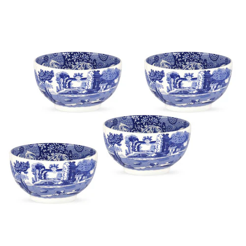 Spode Blue Italian Dippsk&aring;l &Oslash;11cm 4pakk -  Serveringssk&aring;ler Porselen Hvit - BLI0343