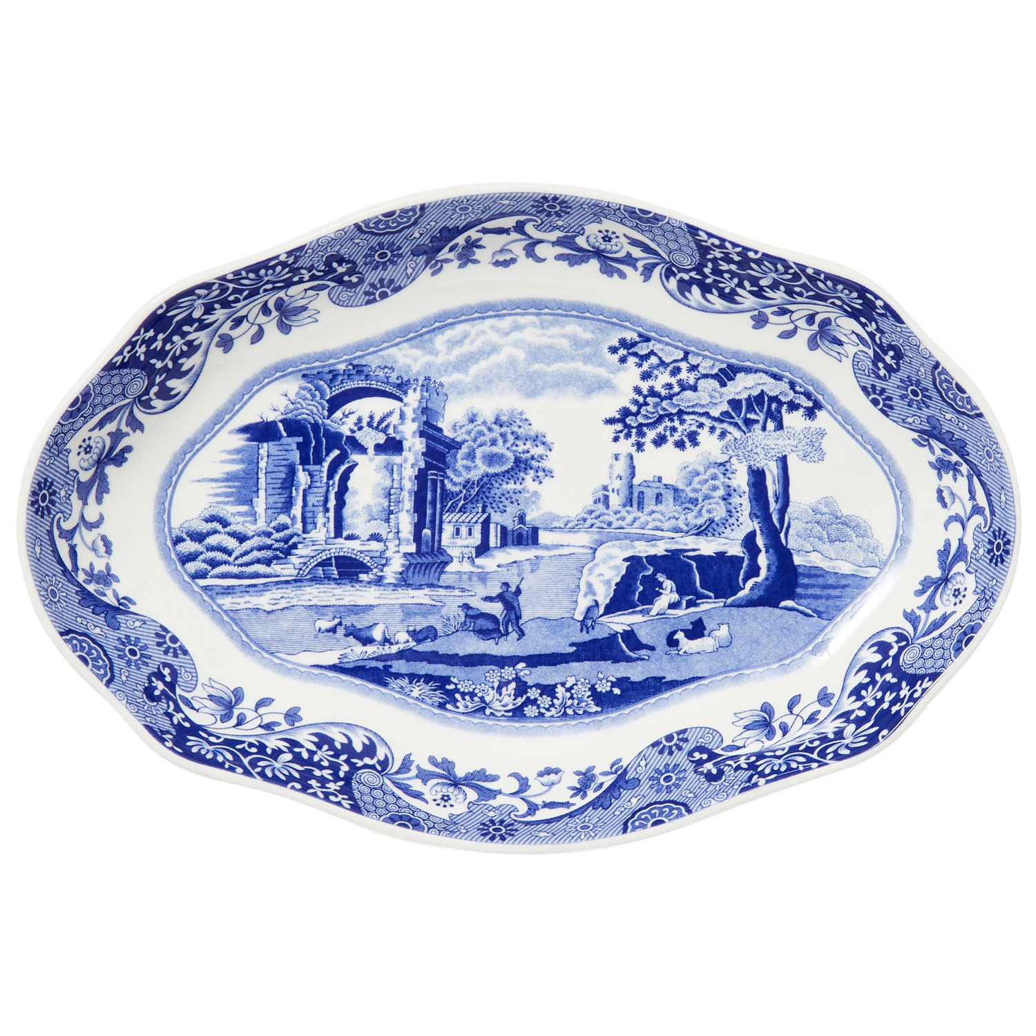 Spode Blue Italian Fat 14x21,5 Cm -  Serveringsfat Porselen Bl&aring; - BLI78918-XD