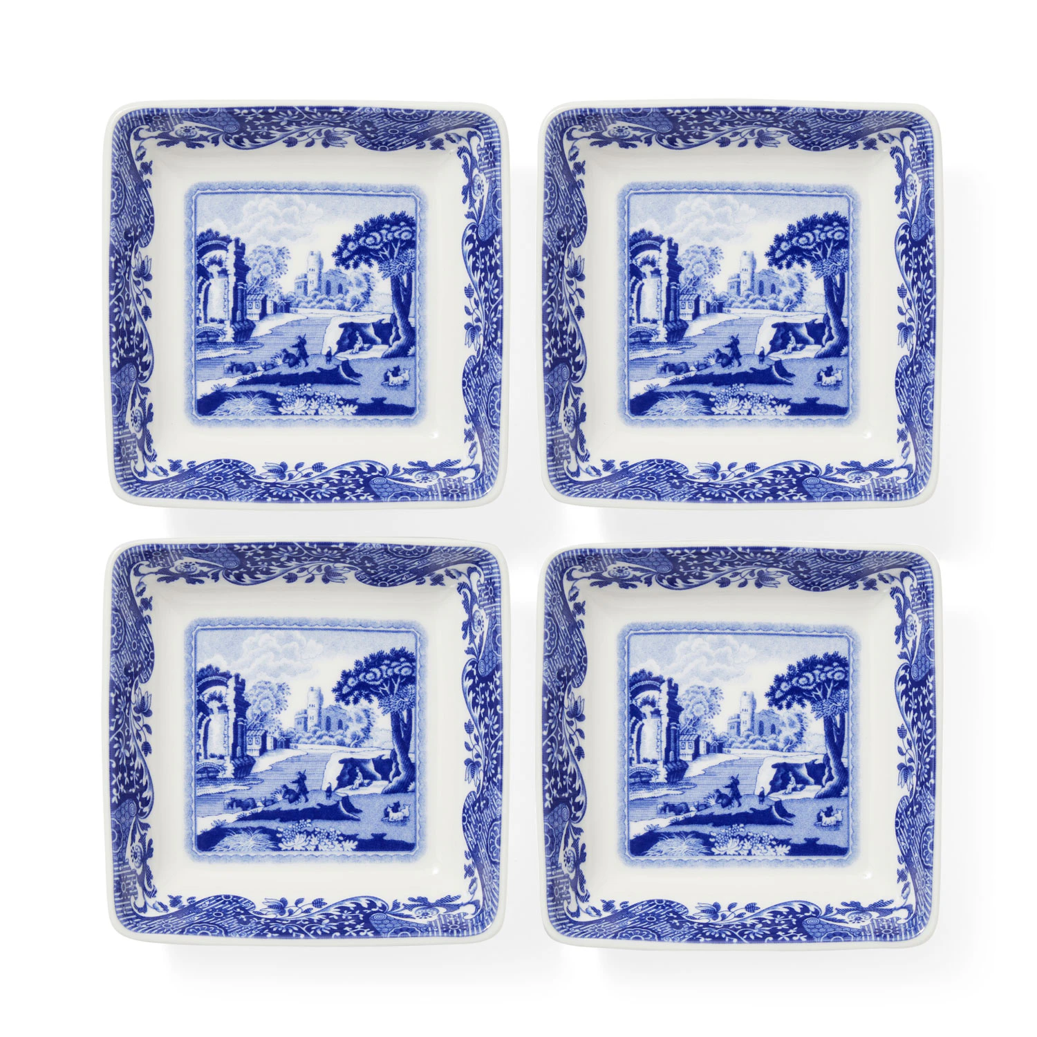 Spode Blue Italian Fat 8x8 Cm 4-pk -  Serveringsfat Porselen Bl&aring; - BLI76011-XD