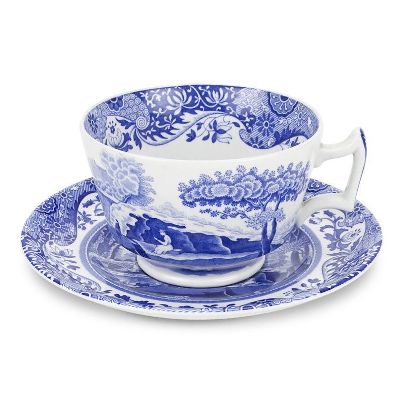 Blue Italian Frokostkopp Med Skål, 28 cl