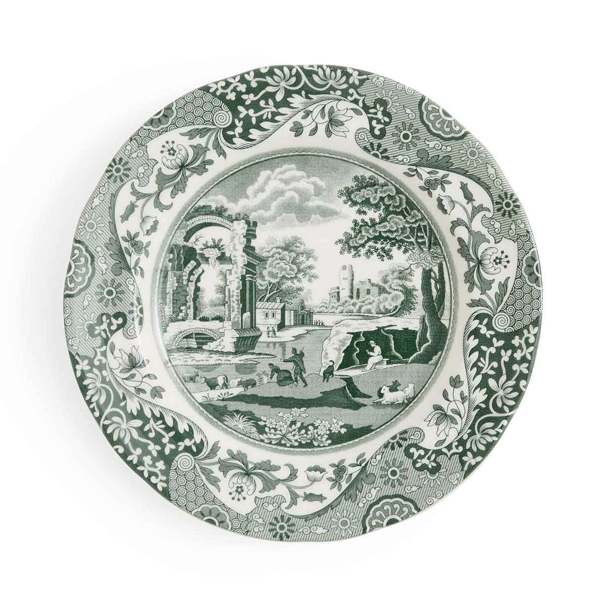 Spode Heritage Green Italian Sidetallerken 20 Cm Gr&oslash;nn -  Asjetter Porselen Hvit - HGI0140