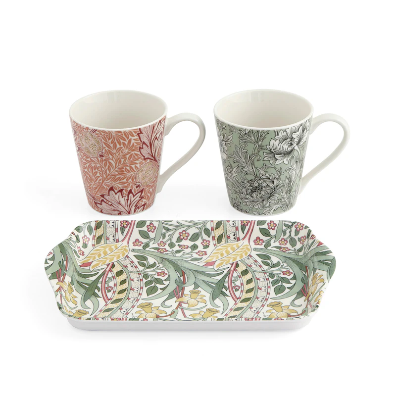Morris & Co 2 krus med et brett, Mixed
