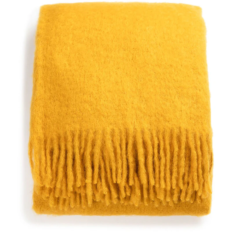 Mohair Pledd 130x170 cm, Mustard