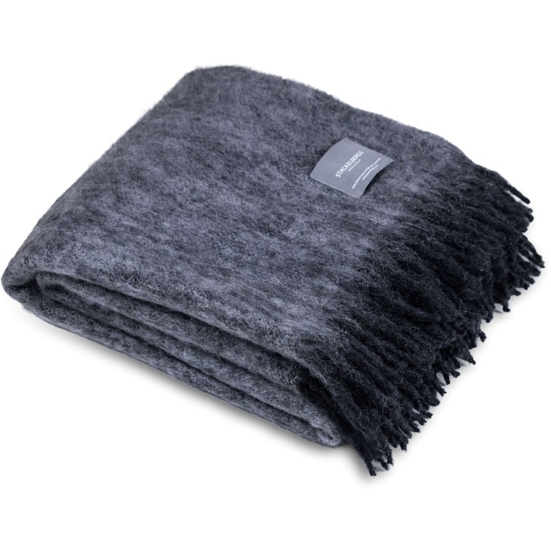 Mohair Teppe Rullet Frynse 130x170 cm, Sort / Slate Melange