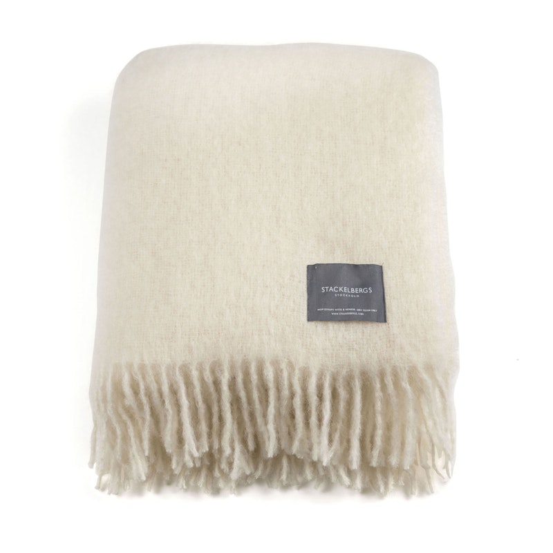 Mohair Teppe Rullet Frynse 130x170 cm, Bright White