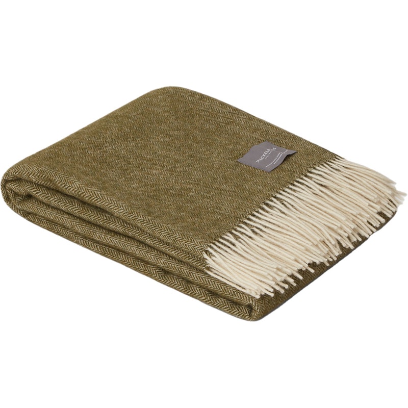 Wool Fishbone Teppe 130x170 cm, Olive/Off-white