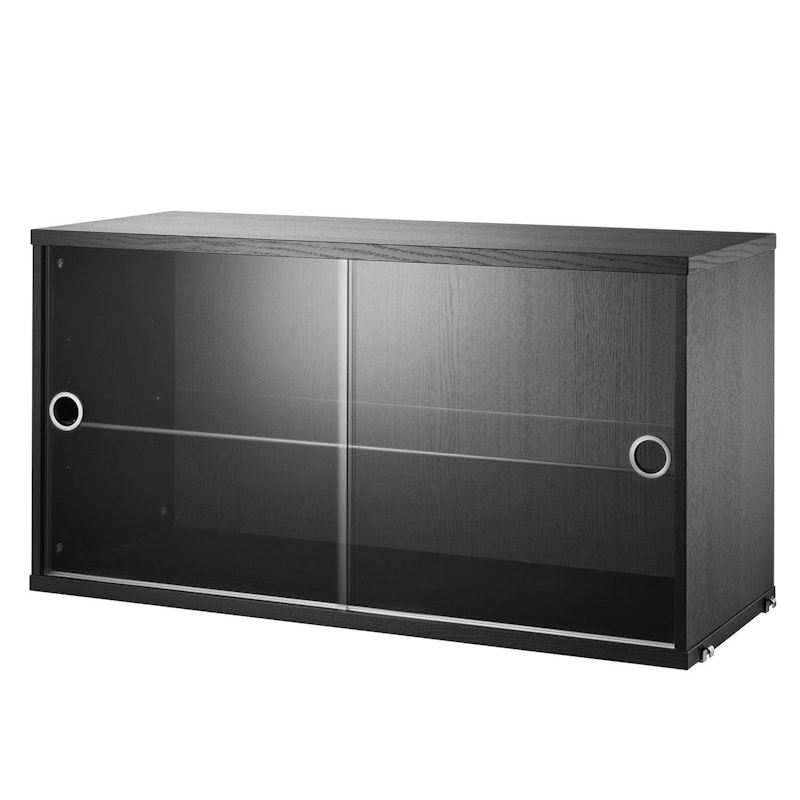 String Vitrineskap 30x78 cm, Sort Røkt Ask