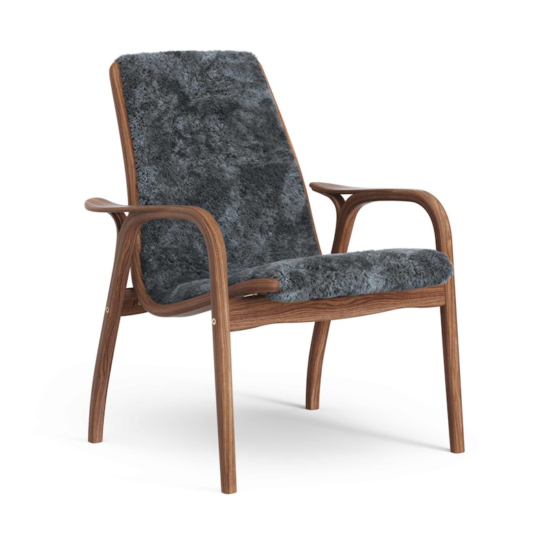 Laminett Lenestol Saueskinn, Lakkert Valnøtt / Charcoal