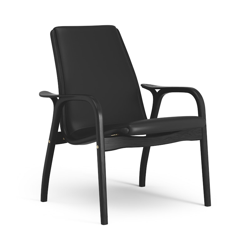 Laminett Lenestol Skinn, Sort glaseret Eik / Sort