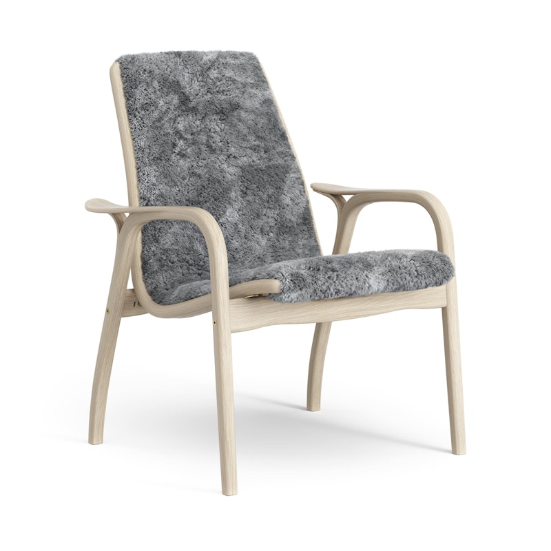 Laminett Lenestol Saueskinn, Hvitpigmentert Lakkert eik / Scandinavian Grey