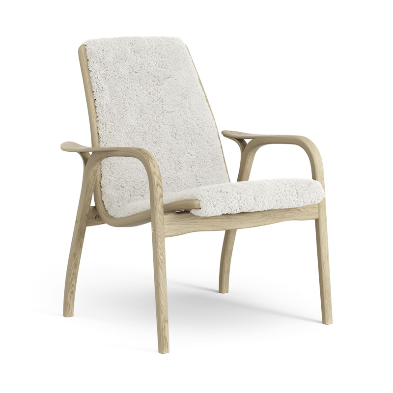 Laminett Lenestol Saueskinn, Lakkert Eik / Off-white