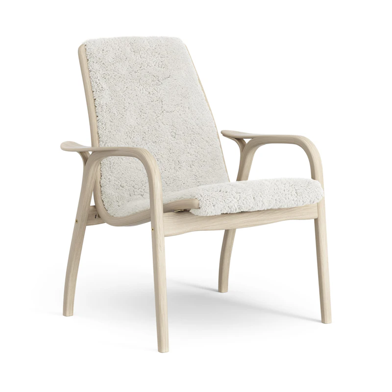 Laminett Lenestol Saueskinn, Hvitpigmentert Lakkert eik / Off-white