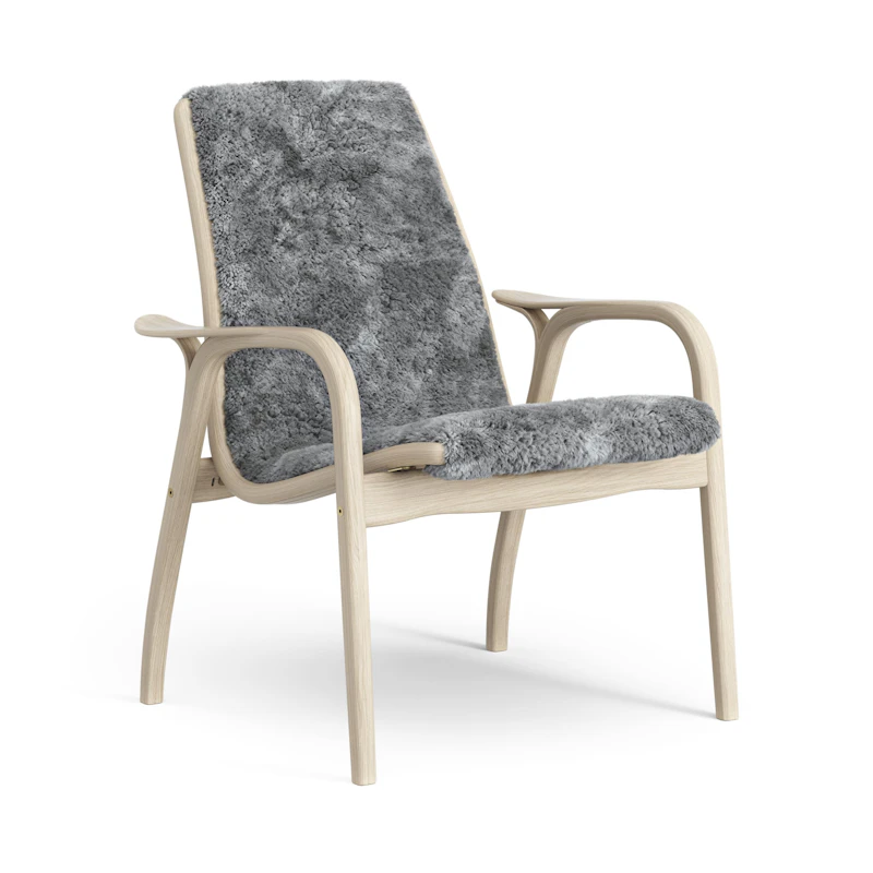 Laminett Lenestol Saueskinn, Hvitpigmentert Lakkert eik / Scandinavian Grey