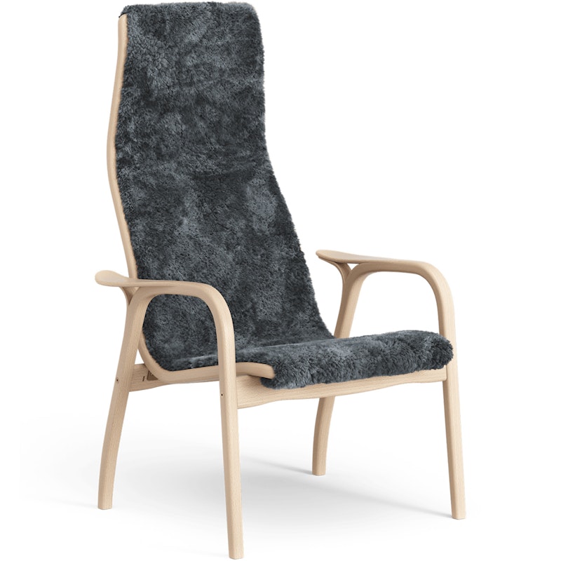 Lamino Lenestol Saueskinn/Lakkert Bøk, Charcoal