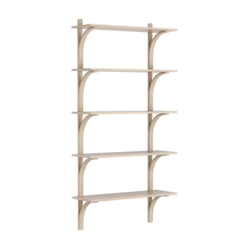 Levi Wall Shelf 90 cm Big, Aluminium / White Pigmented Oak