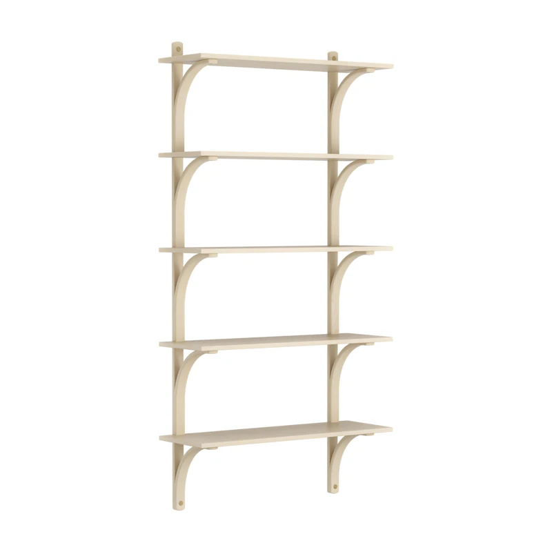 Levi Wall Shelf 90 cm Big, Brass / Naturlack Ash