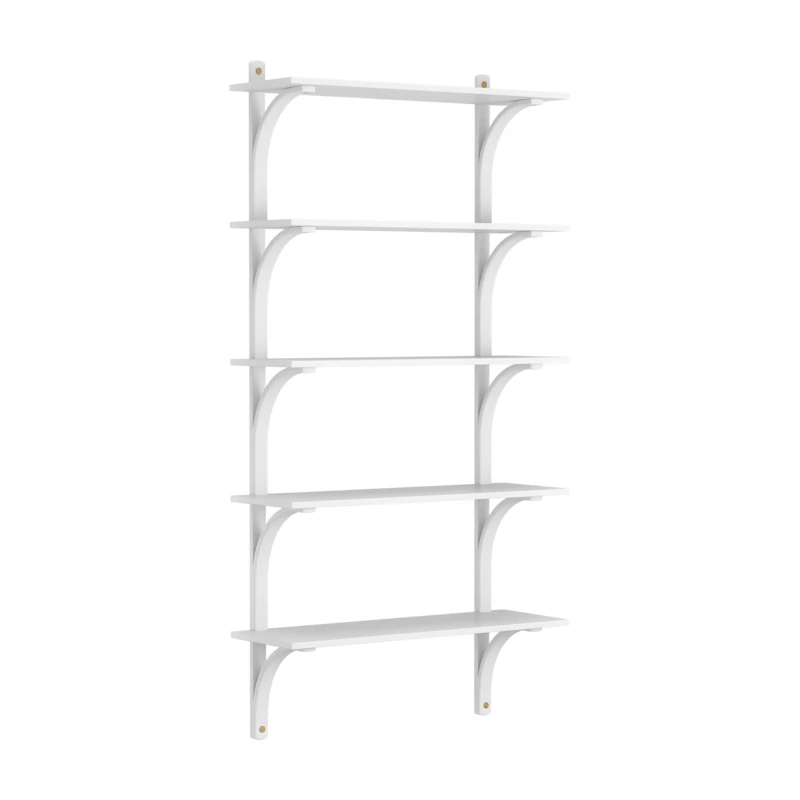 Levi Wall Shelf 90 cm Big, Brass / Vitlaserad Ash