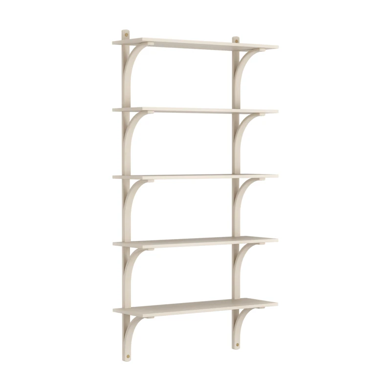 Levi Wall Shelf 90 cm Big, Brass / White Pigmented Ash