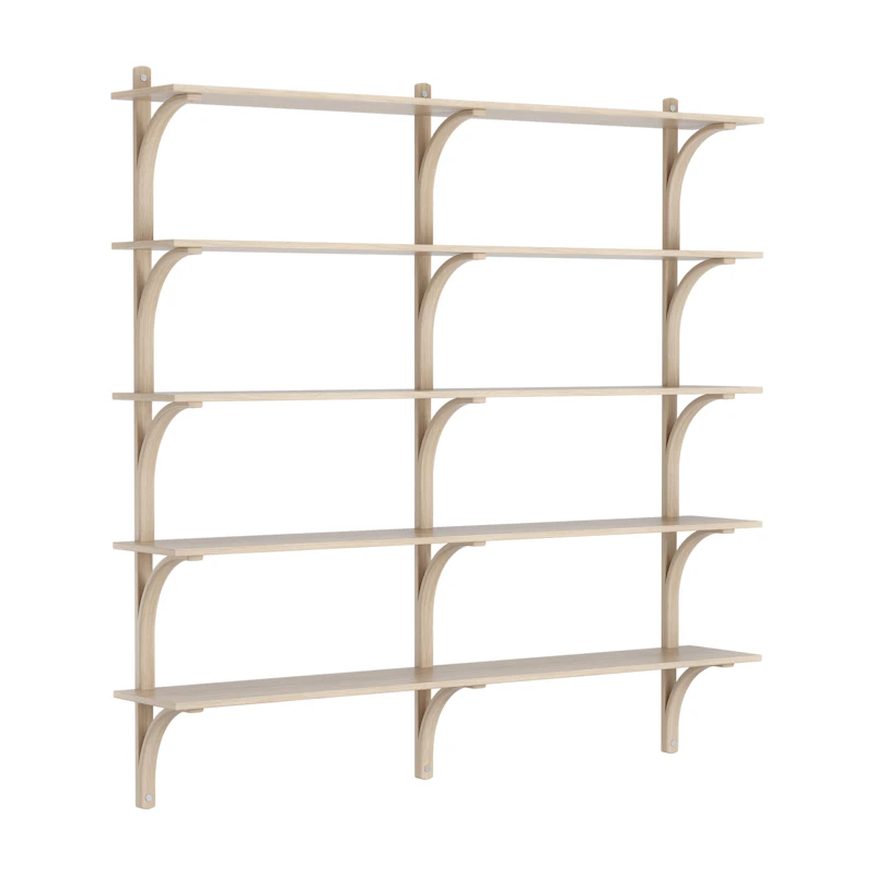 Levi Wall Shelf 180 cm Big, Aluminium / White Pigmented Oak