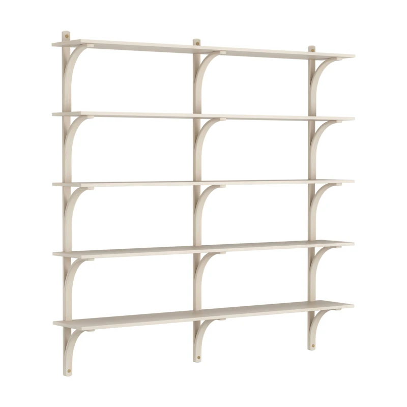 Levi Wall Shelf 180 cm Big, Brass / White Pigmented Ash