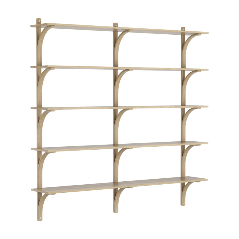 Levi Wall Shelf 180 cm Big, Aluminium / Naturlack Oak