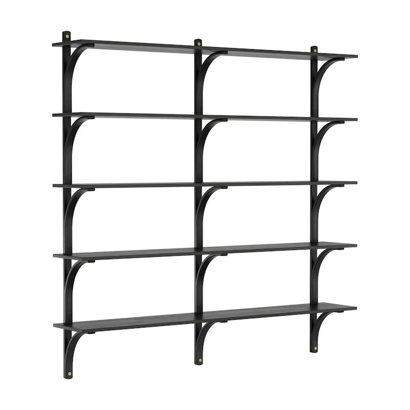 Levi Wall Shelf 180 cm Big, Brass / Black Stained Ash