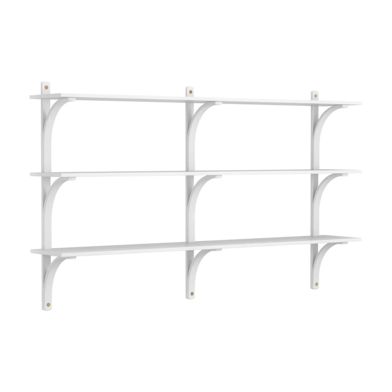 Levi Wall Shelf 180 cm Medium, Brass / White Stained Ash