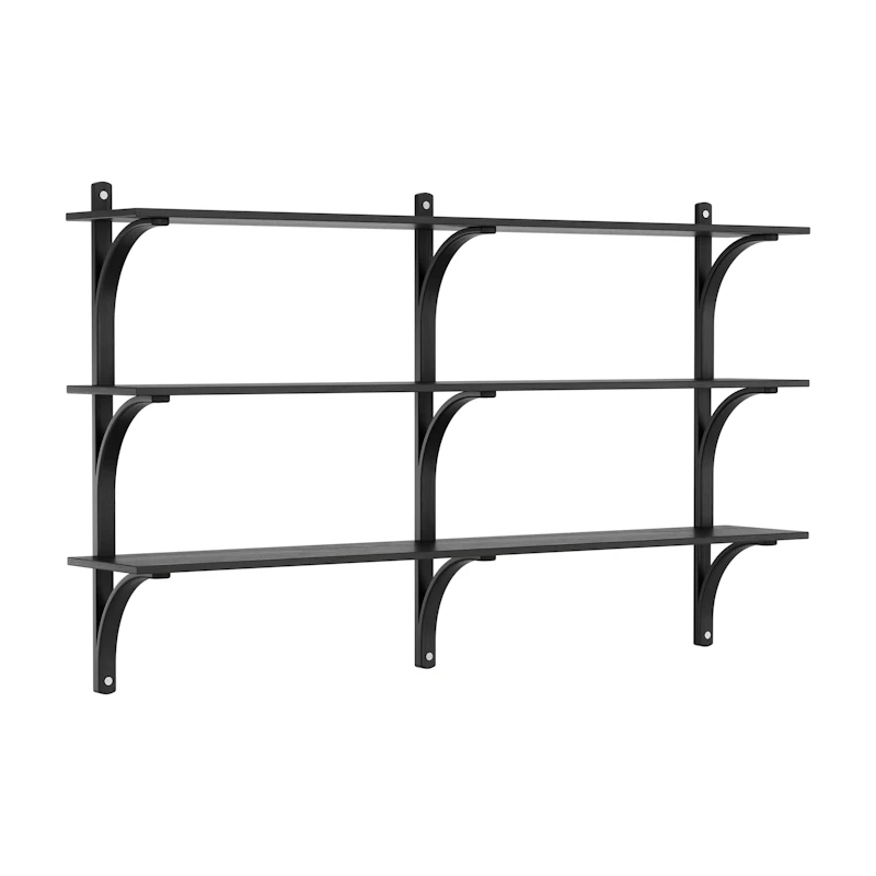 Levi Wall Shelf 180 cm Medium, Aluminium / Black Stained Ash