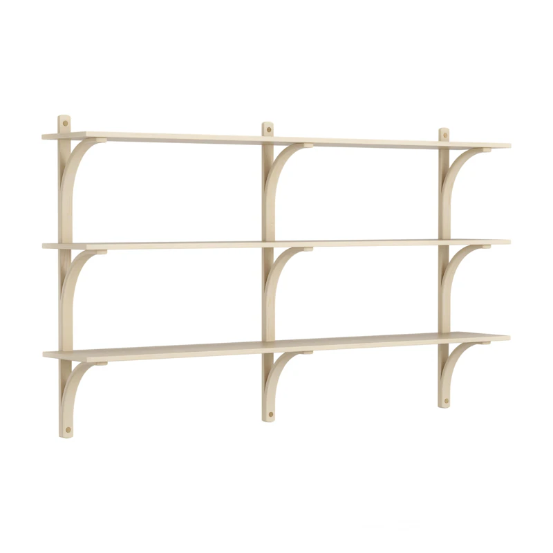 Levi Wall Shelf 180 cm Medium, Brass / Naturlack Ash