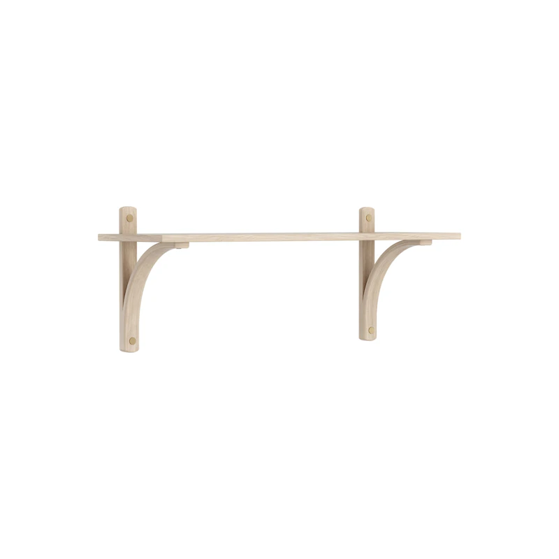 Levi Wall Shelf 90 cm Small, Brass / White Pigmented Oak