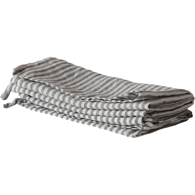 Linen Kjøkkenhåndkle 50x70 cm, Grå / Hvit