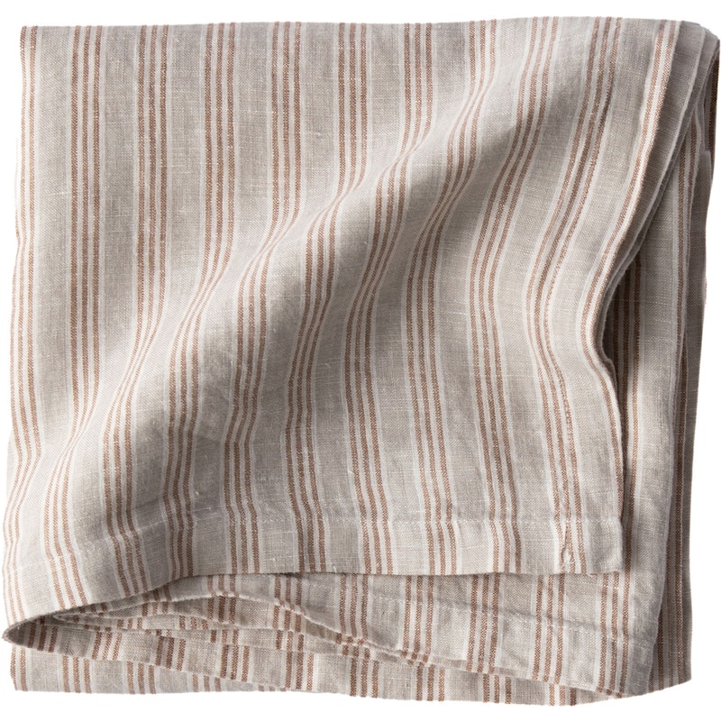 Linen Duk 145x145 cm, Hazelnut Stripe