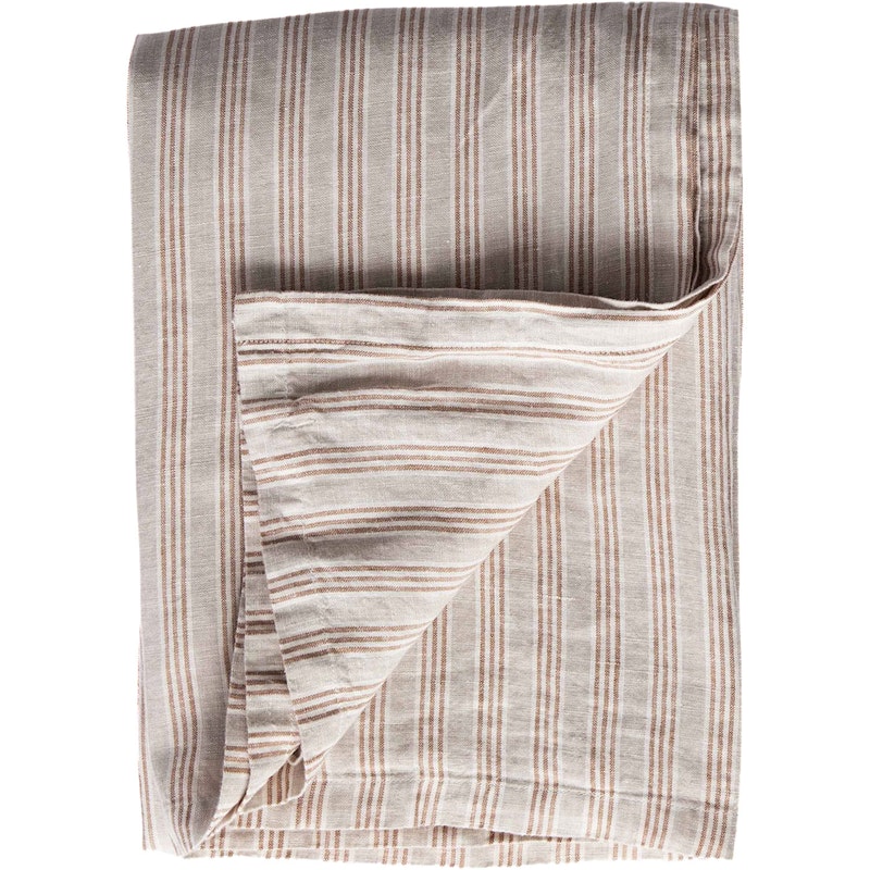 Linen Duk 145x330 cm, Hazelnut Stripe