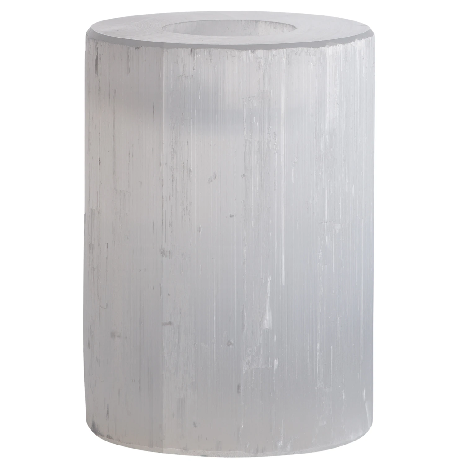 Tine K Slow Lyslykte  12 Cm -  Lysestaker Selenite Crystal Hvit - SLOWCANDLE-M