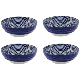 Tokyo Design Studio Nippon Blue Sausesk&aring;l 4-pk Dots -  Serveringssk&aring;ler Porselen Bl&aring; - 15600 4-PACK