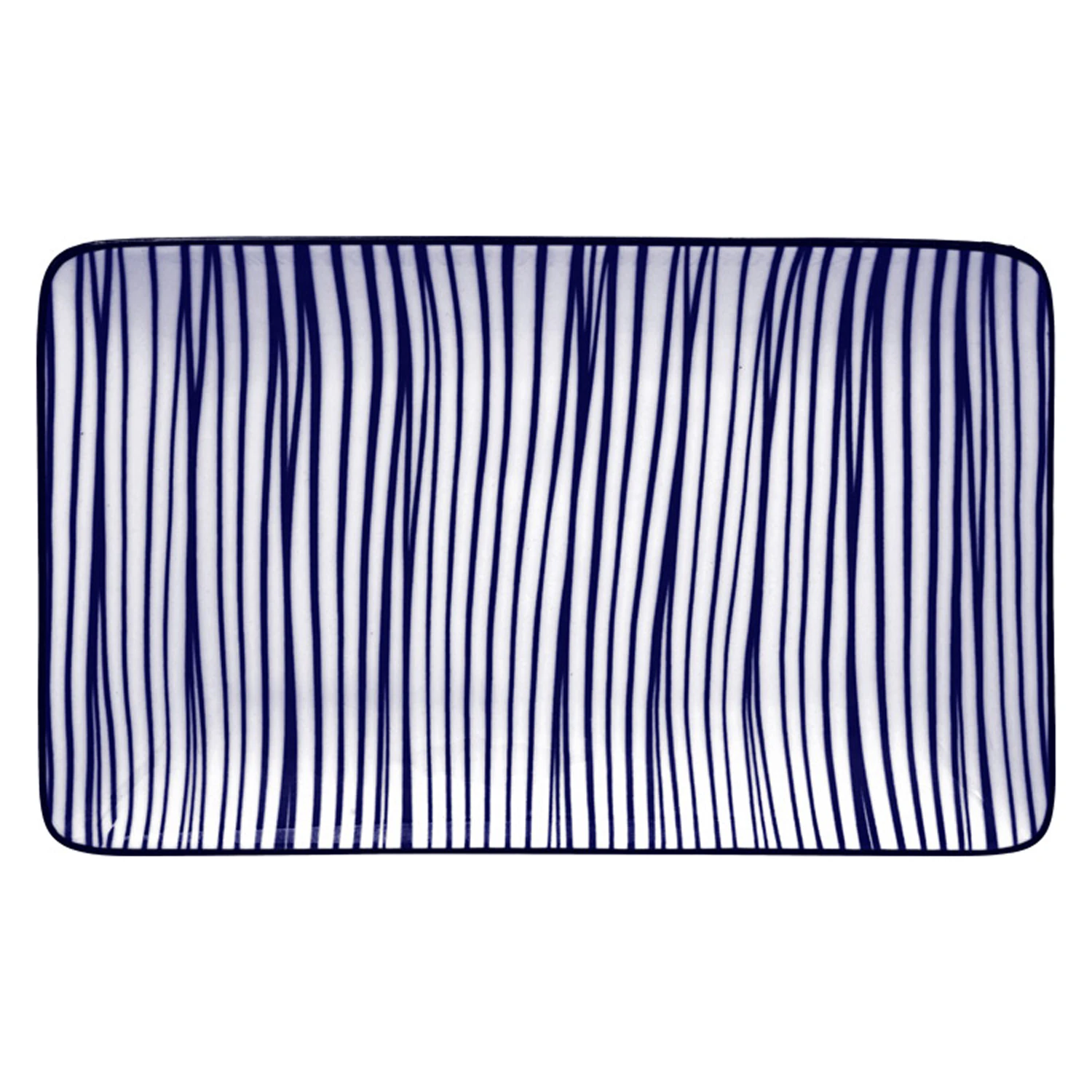 Tokyo Design Studio Nippon Blue Sushi Plate 13,5x21 Cm Lines -  Tallerkener Porselen Bl&aring; - 15986
