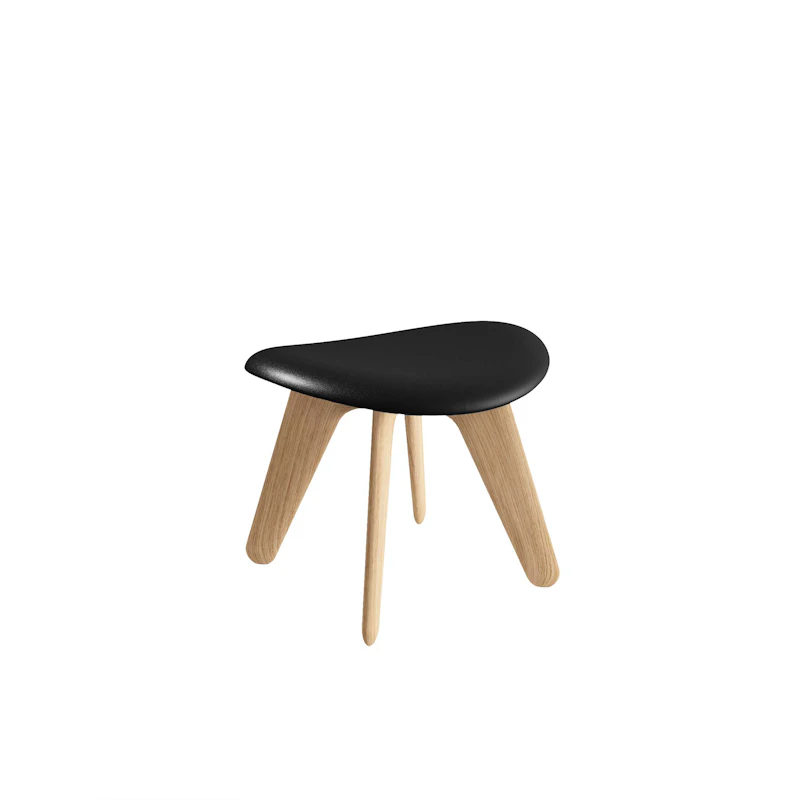 Slab Ottoman, Naturlig / Sort Skinn