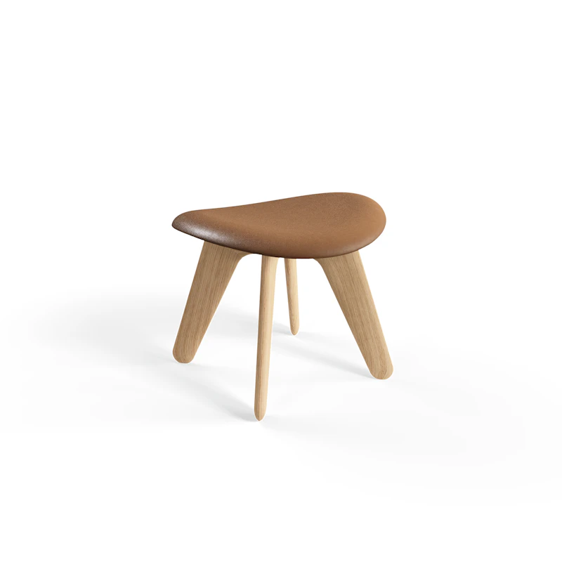 Slab Ottoman, Naturlig / Leather Cognac