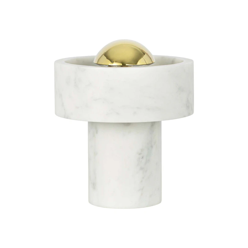 Stone Portabel Lampe, White Marble / Gull